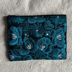 Green Embroidery Makeup Pouch